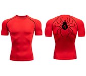 Spider Print Compression Shirt for Men Short Sleeve Rash Guard Gym Workout Undershirts Baselayers Athletic Quick Dry T-Shirt Tee