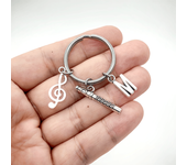 1Pc Music G Clef Keychains Initial A E J M Letter Charm Keyring Flute Pendant Keychain