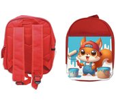 MERCHANDMANIA PACK MOCHILA ROJA Y ESTUCHE ardilla pintora profesion animal pintura mascota school material