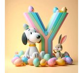 Cute Snoopy With Easter Egg Letters Diamond Painting Art 5d Diy Fantasy Cartoon Dog Alphabet Mosaic Cross Stitch Home Decor Gift