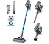 YISORA-Aspiradora Inalámbrica N300, Escoba sin Cable, 23Kpa, 40minutos con Indicación de Potencia, 4 en 1,Aspiradora Escoba Ultraligero sin Cable con Tubo telescópico para Pelo de Mascotas, alfombras y Suelos Duros