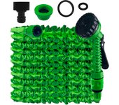 Manguera de Jardín extensible de 15 m, flexible, with 7 Modos de pulverización, Ligera y fácil de guardar para Riego, jardinería, Riego y limpieza.