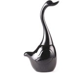 Juego de escobilla de baño con forma de cisne, diseño de portaescobilla de baño, escobilla de baño y soporte, para baño (negro)