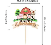 New Farm Cake Topper White Black Cow Cake Topper Farm Cabins Trees Grass Cake Decorations for Kids Happy Birthday Party Supplies