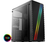 Aerocool STREAK, caja de PC ATX, RGB 18 modos, panel lateral, ventilador 80mm