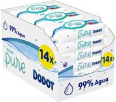 Dodot Toallitas Pure Aqua para Bebé, 99% Agua, 672 Toallitas, 14 Paquetes (14 x 48) de Toallitas para Bebé (formato de duplo)