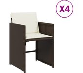 vidaXL Sillas de jardín con cojines 4 unidades ratán sintético marrón