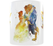Taza Cerámica La Bella y la Bestia Acuarela Stamina Regalo Ideal para Fans Desayuno