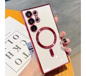 Luxury For Magsafe Magnetic Cases For Samsung Galaxy S22 S23 S24 Ultra Plus Plating Wireless Charging Case Silicone Phone Cover
