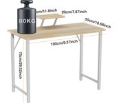 Aqrau Escritorio con estante para monitor, mesa para computadora PC 100x50x75cm, mesa de oficina de madera para la oficina