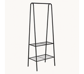 RUHHY Perchero metálico con estantes para zapatos, diseño minimalista y resistente, ideal para organizar ropa y calzado en dormitorios, vestidores y pasillos, estructura de acero estable, medidas 153x60x34 cm, fácil montaje sin herramientas