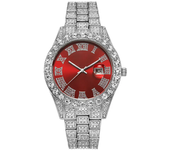 Hip Hop Watch for Men Iced Out Bling Full Diamond Luxury Quartz Watch Analog Roman Calendar Watch for Men Women