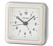 Reloj Despertador Analógico Seiko  QHE182W plástico blanco cuadrado alarma luz