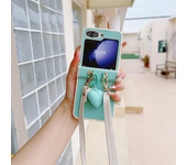 Leather Crossbody Love Pendant Phone Case for Samsung Galaxy Z Flip 6 5 4 3 Flip5 Flip4 Flip3 5G Protective Shockproof Cover