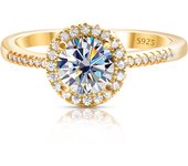 1 Carat Moissanite Ring For Women Solid 925 Silver 18k gold yellow Plated Luxury Wedding Female Jewelry With Certificate Gift