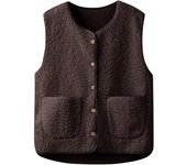 Women'S Teddy Fleece Vest Autumn Thin Vest Sleeveless Coat Plain Plush Vest Short Jacket Loose Fleece Vest Women Outwear