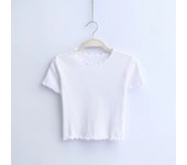 O neck Short sleeve T-shirt New Woman Slim Fit t shirt tight tee Summer Retro Tops 6 colors Crop Tops