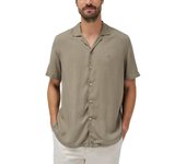 Camisa Salsa manga corta khaki logotipo para hombre
