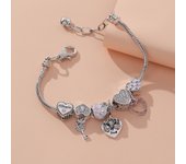 1PC Fashion Multi Element Accessories Drip Oil Rose Love Little Swan Pan Family Bracelet Jewelry Daily Dressing Party Gift -7633