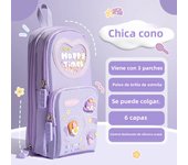 Three Layer Backpack Shape Pencil Case Large Capacity Cute Cartoon Simple for Girls School Students Stationery Supplies
