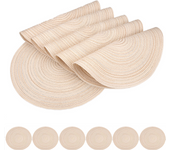 Round Braided Set of 6 Washable Round Placemats for Christmas Kitchen Wedding Dining Table 34cm Woven Heat Resistant Place Mats