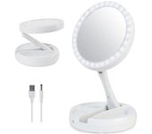 Mediawavestore Espejo Cosmético con Luces LED y Doble Cara para Maquillaje y Cuidado Personal