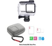 For Insta360 Ace Pro 9H Tempered Glass Film+60M Dive Case Waterproof Housing+Portable Mini Bag for Insta360 Ace Pro Accessories
