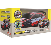 Coche radio control Hyundai I20 WRC escala 1:16, emisora 2,4 Ghz, con bateria y cargador 25x12,5x11 cm (Ninco NH93168)