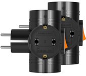 1/2PCS EU Conversion Plug 3 Way Socket Adapter with Switch German Standard, Double Plug Wall Socket Extender Electric for Home