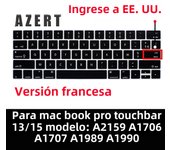 Keyboard Cover For MacBook Pro with Touch Bar 13&15 2016-2019 Model: A2159, A1989, A1990, A1706, A1707), Silicone Skin Protector