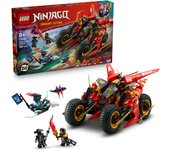 LEGO® NINJAGO® Vehículo de Combate Ninja Set de Juguetes “3 en 1” con 2 Motos Ninja, 1 Reactor y 6 Minifiguras de Personajes, como Kai y Frak, Regalo para Mayores de 8 Años 71844