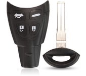jingyuqin 4 Buttons For Saab 9-3 93 2003-2007 Fob Remote Smart Car Key Shell Case Uncut WT47T / HU100 Blade Replacement