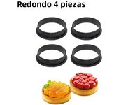 4/6/8pcs Circular Tart Ring French Dessert Mould Kitchen Black Plastic Perforated Egg Tart Mold Cutter Pastry Decorating Tools