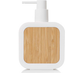 monTTese Dispensador jabon Cocina de 390ml, dosificador jabon Cocina para lavaplatos con Madera de bambú, dispensador jabon baño Elegante y Moderno para Gel, dosificador jabon baño Color Blanco