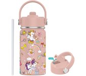 PORCHEDDU Botella Termo de Agua para Niños de Acero Inoxidable 350ml (20 Diseños) mantiene El Frio y el color- Térmica Reutilizable | Sin BPA | Keeps 24H Frio / 12H Caliente | Termo y Hermética - Doble Pantalla a Prueba de Fugas (TK350 1099 F6 D7)