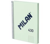 MILAN 430 - Cuaderno A5 Espiral y Tapa Dura. Papel Cuadriculado 80 Hojas 95gr Verde