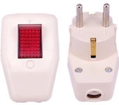 1PCS Schuko Germany Type F Rewireable Power Plug 250V 16 Amp W/ LED Indicator Switch