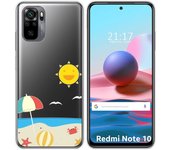 Tumundosmartphone Funda Gel Transparente para Xiaomi Redmi Note 10 / 10S diseño Playa Dibujos
