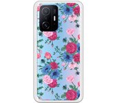 Funda original compatible con Xiaomi Mi 11T - Patron flores azules y rojas