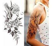 Realistic Black Rose Flower Temporary Tattoos Fake Waterproof Tatoo Body Art Arm Leg Floral Peony Bloosom Tattoo Stickers Makeup