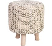 Taburete de madera y algodón trenzado amarillo35x35x44h cm
