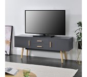 Mesa de Tele Alavus  140 x 40 x 56 cm Aglomerado/Madera Gris oscuro [en.casa]