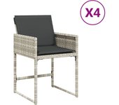 vidaXL Sillones de jardín con cojines 4 uds ratán sintético gris claro