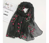 Fashion Floral Embroidery Chiffon Shawl  Women Muslim Hijab Headscarf Soft Wraps Headband Summer Thin Sunscreen Scarf170*65cm