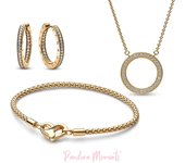 Pandora Conjunto de pulsera, collar y pendientes con cierre en forma de corazón chapado en oro rosa de 14 quilates