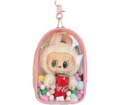 Mochipa transparente para mini muñecas Labubu, ideal para guardaros laveros Labubu, incluye pañero y Plush.