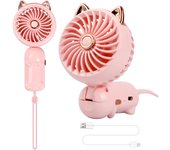 Ventilador de mano, mini ventilador USB, ventilador portátil con batería recargable, 3 velocidades, pequeño ventilador personal de mano, ventilador de escritorio plegable