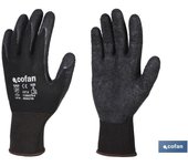Guante soporte poliester impregnado latex negro t-10   caja 12 unid.