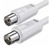 TECHZOCO Cable coaxial macho-hembra, señal 70dB, HDTV, DVB-T2/C/S, decodificador, radio, 75 Ohm, para televisión, TDT, satélite, compatible con Smart TV y equipos de audio, 2.50 Metros, Blanco