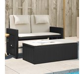 vidaXL Sillón reclinable de jardín con cojines ratán sintético negro
